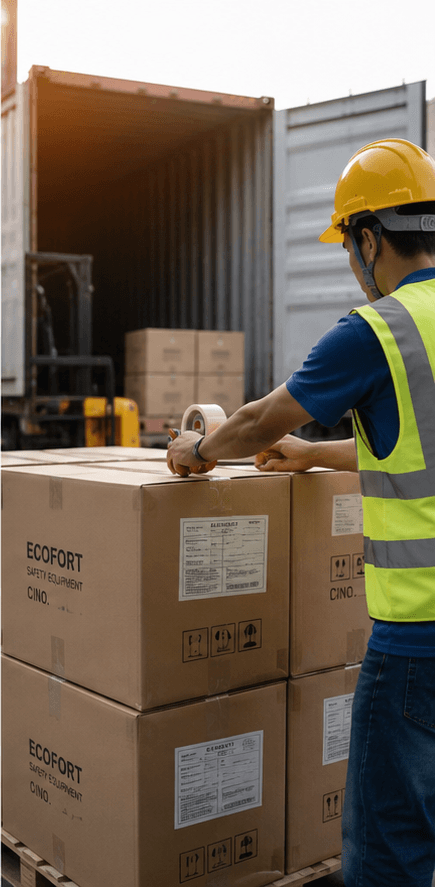 Private-label cartons being prepared for consolidated export