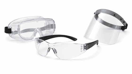 Safety glasses goggles and face shield for eye and face protection