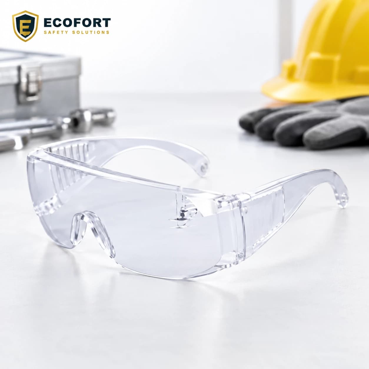 EYP101 Over-the-Glasses (OTG) Safety Glasses product display in a workplace setting