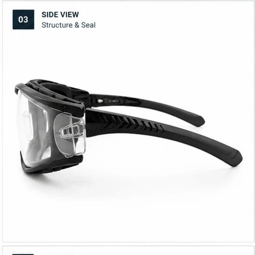 EYP117 Sealed Safety Glasses side seal and temple view