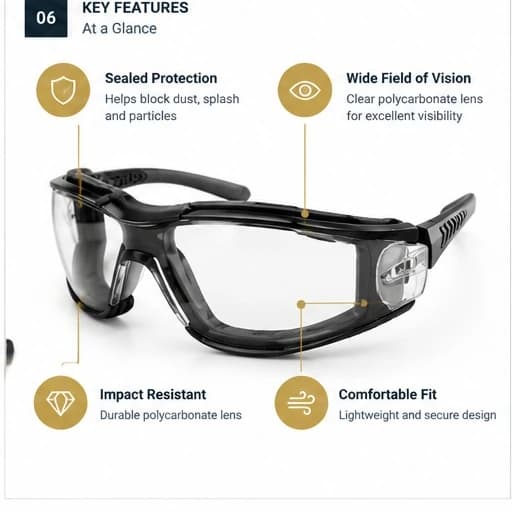 EYP117 Sealed Safety Glasses key protection features summary
