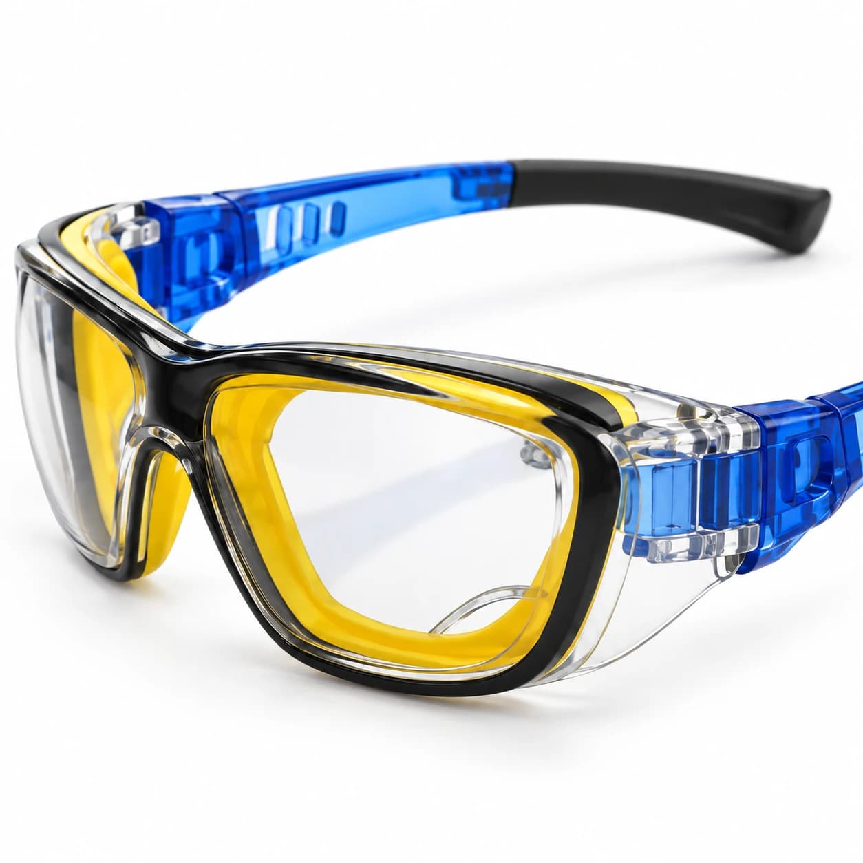 EYP120 Sealed Safety Glasses sealed frame and temple detail