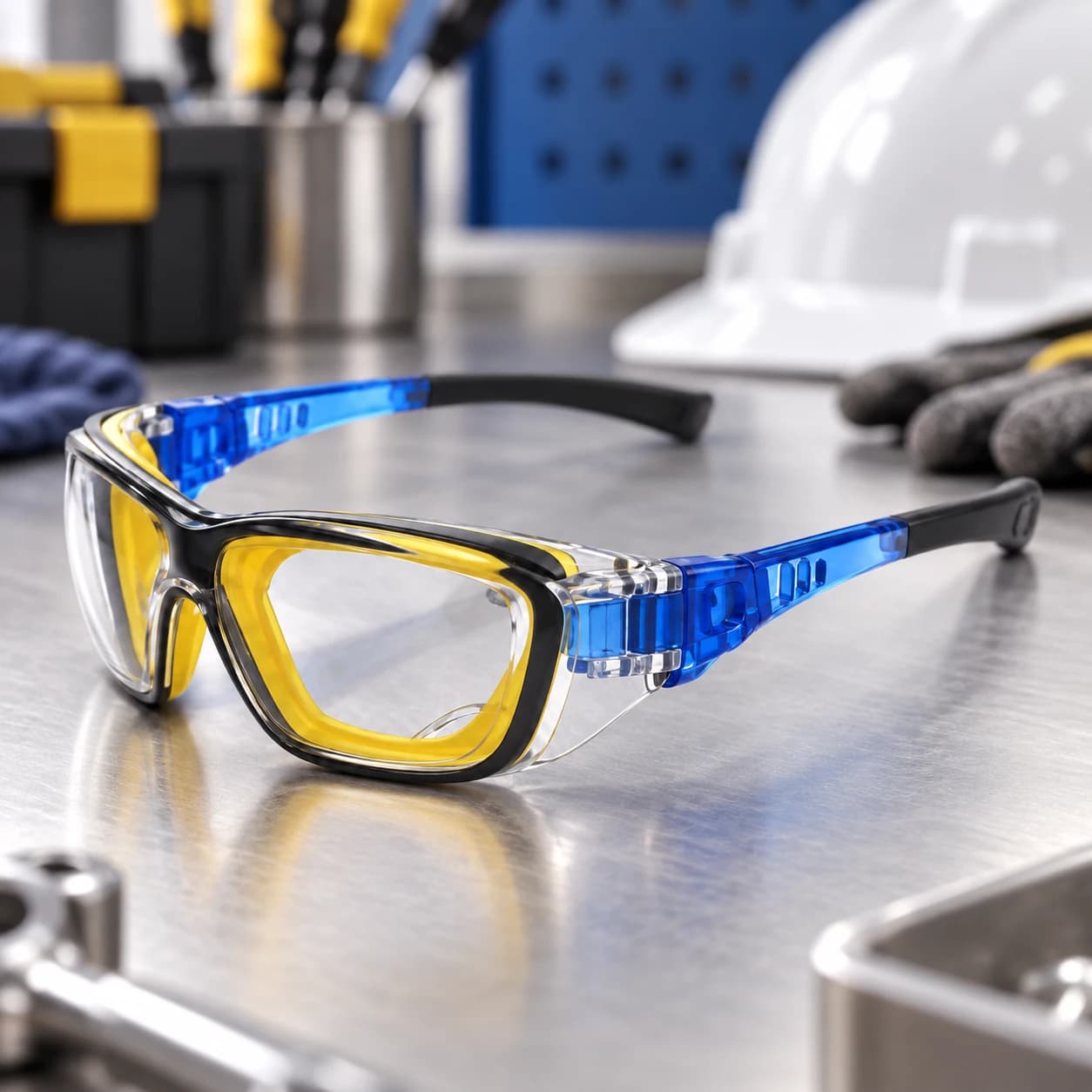 EYP120 Sealed Safety Glasses product display in an industrial setting