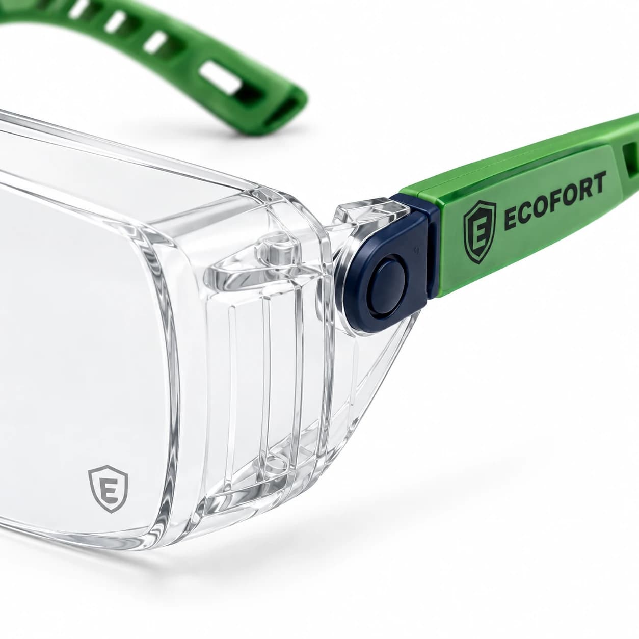 EYP127 Over-the-Glasses (OTG) Safety Glasses temple hinge and side-protection detail