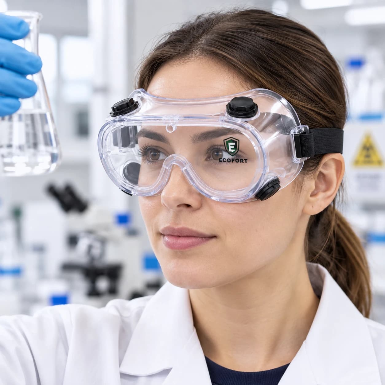 EYP201 Safety Goggle shown worn in a laboratory setting