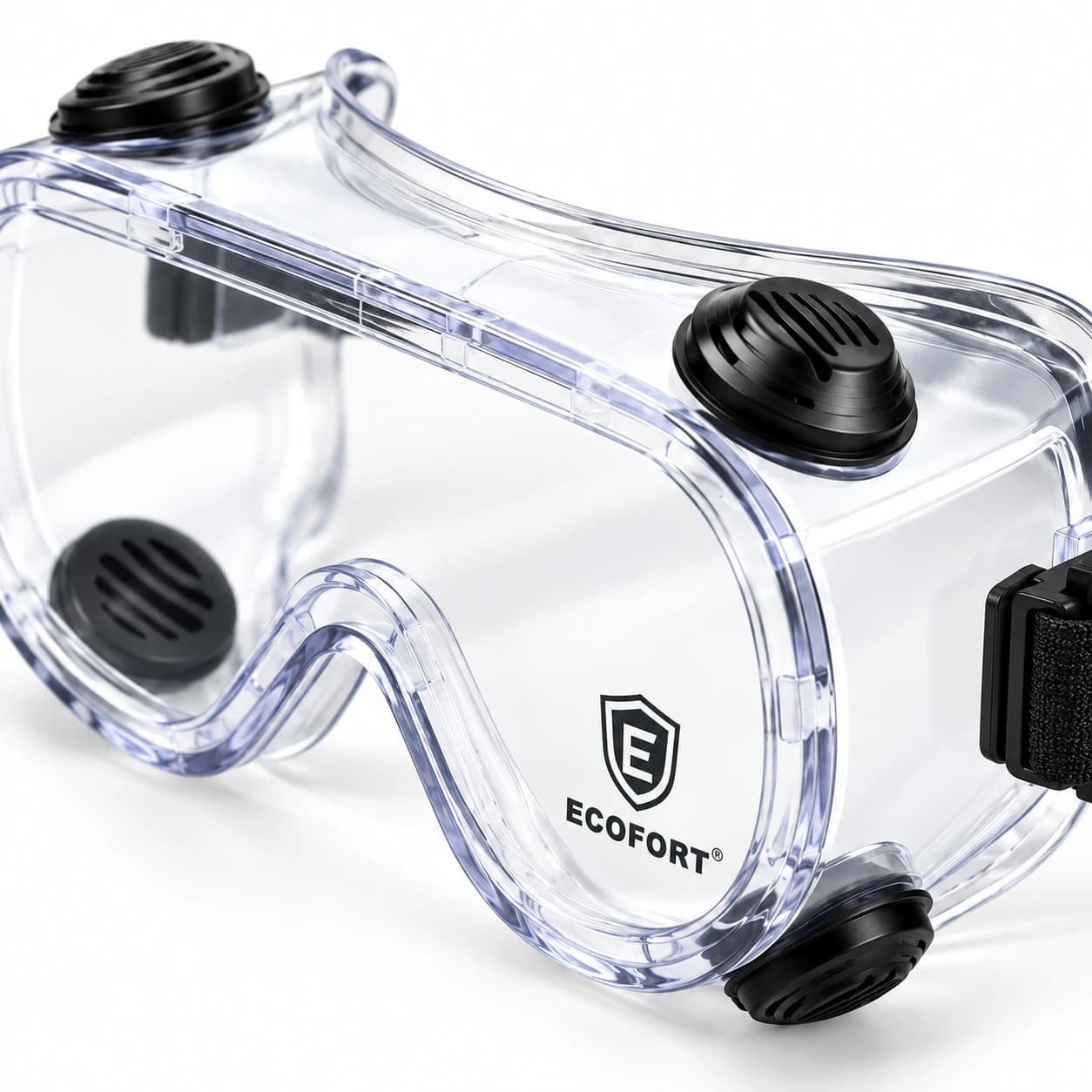 EYP203 Safety Goggle ventilation and lens close-up