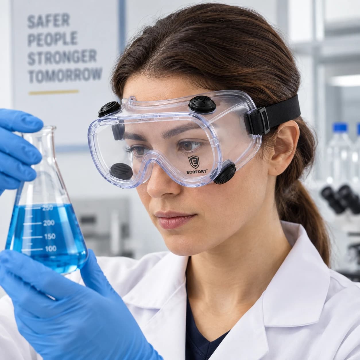 EYP203 Safety Goggle shown worn in a laboratory setting