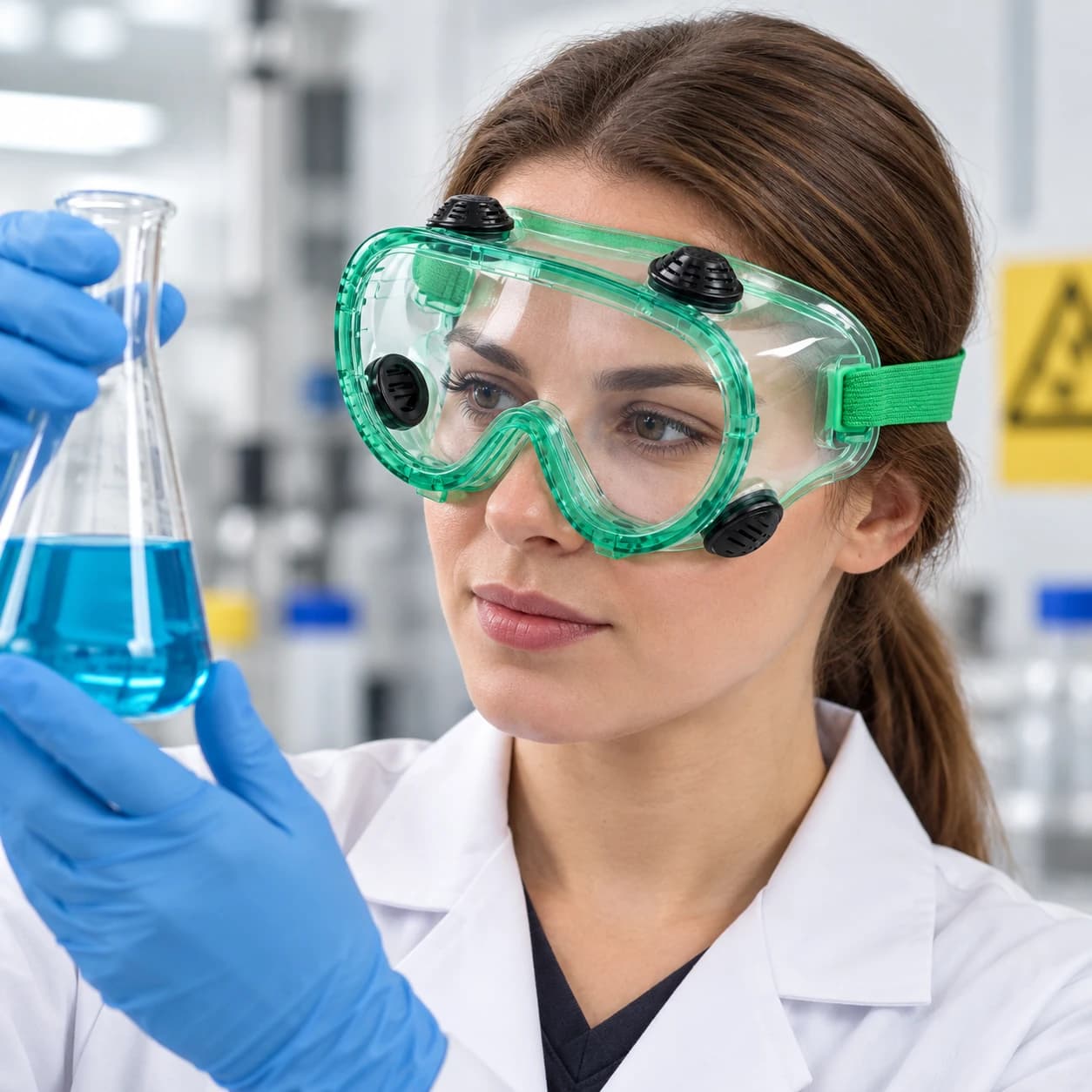 EYP204AF Anti-Fog Safety Goggle shown worn in a laboratory setting