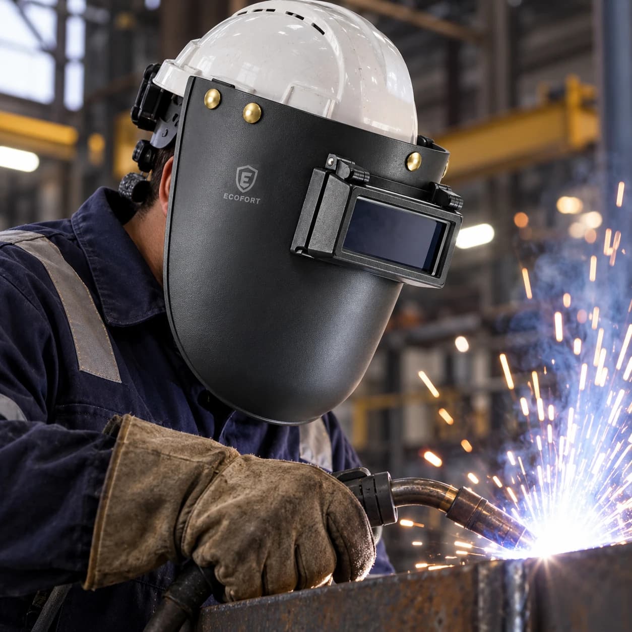 EYP320 Welding Helmet shown in a welding application