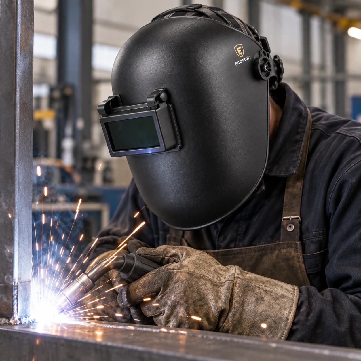 EYP321 Welding Helmet shown in a welding application