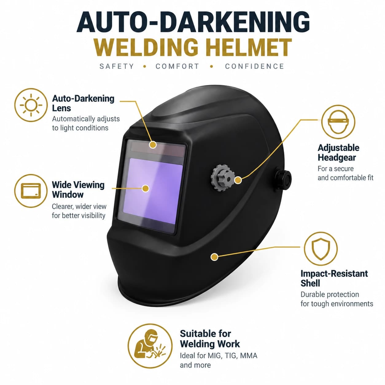 EYP332 Auto-Darkening Welding Helmets key auto-darkening protection features summary