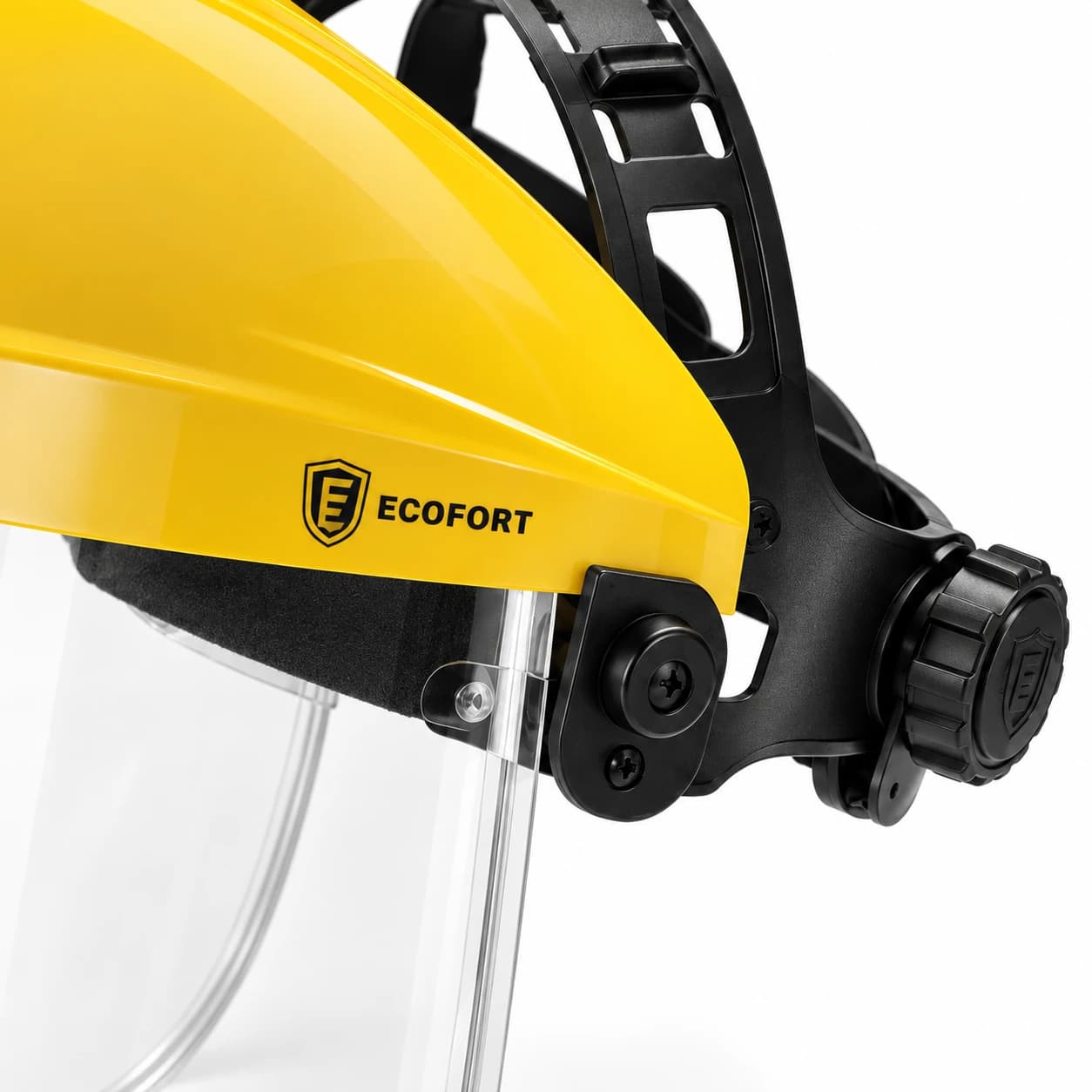 EYP403Y Ratchet Face Shield Assembly visor hinge branding and ratchet detail