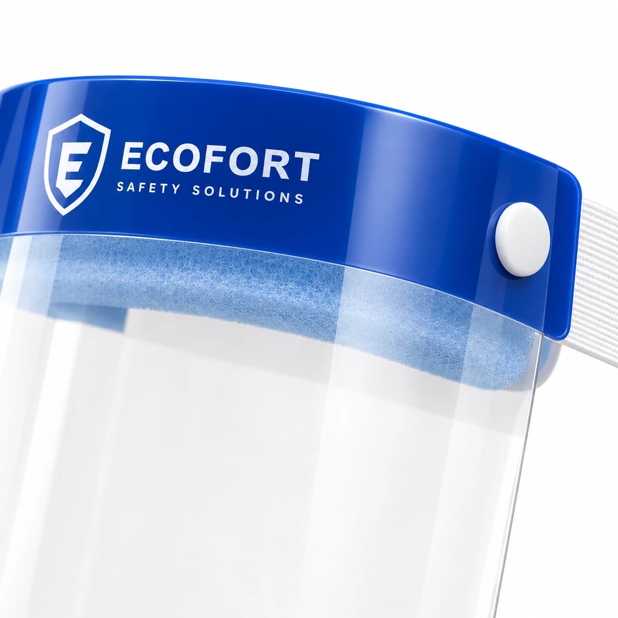 EYP420 Disposable Face Shield visor foam and branding close-up