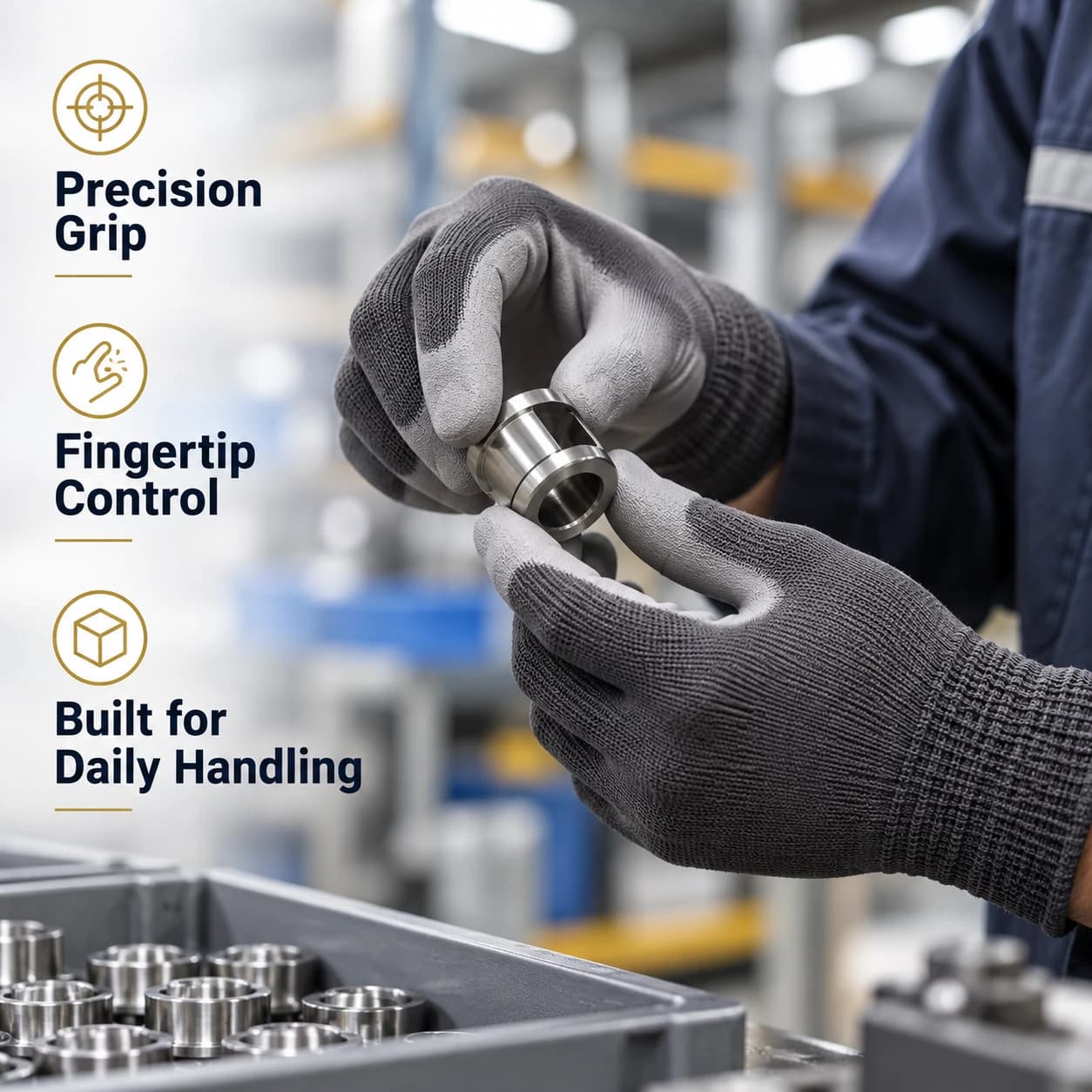 HDP1021 13G Fingertip PU Gloves precision grip for light industrial work