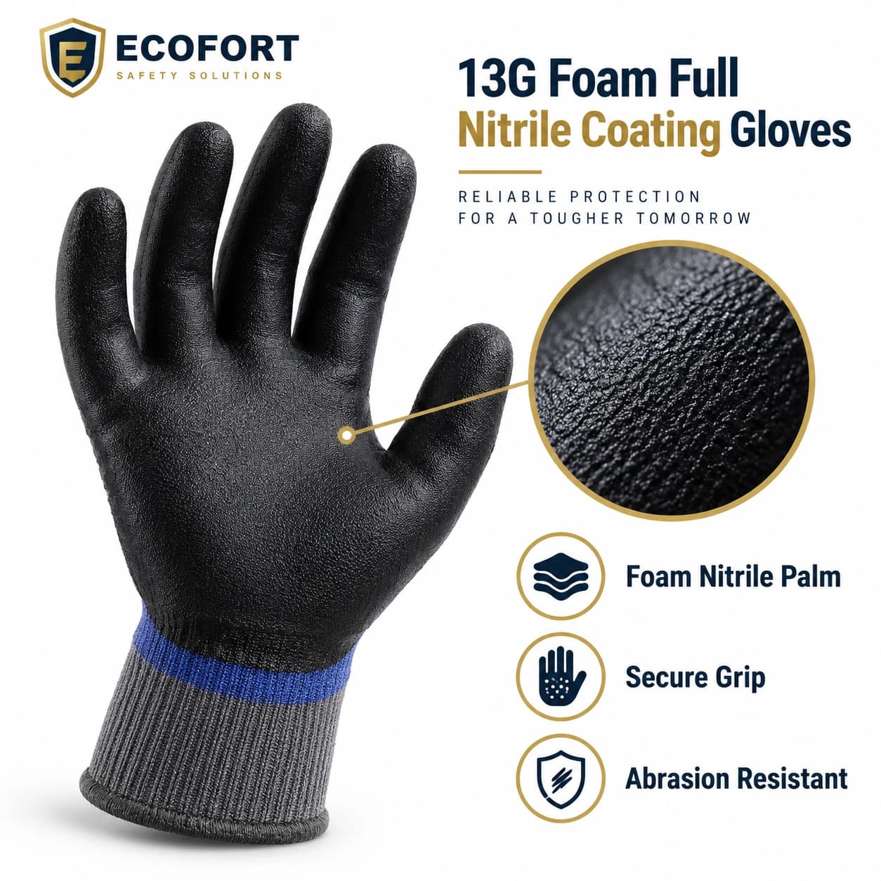 HDP1033 13G Foam Full Nitrile Coating Gloves foam full nitrile coating feature presentation