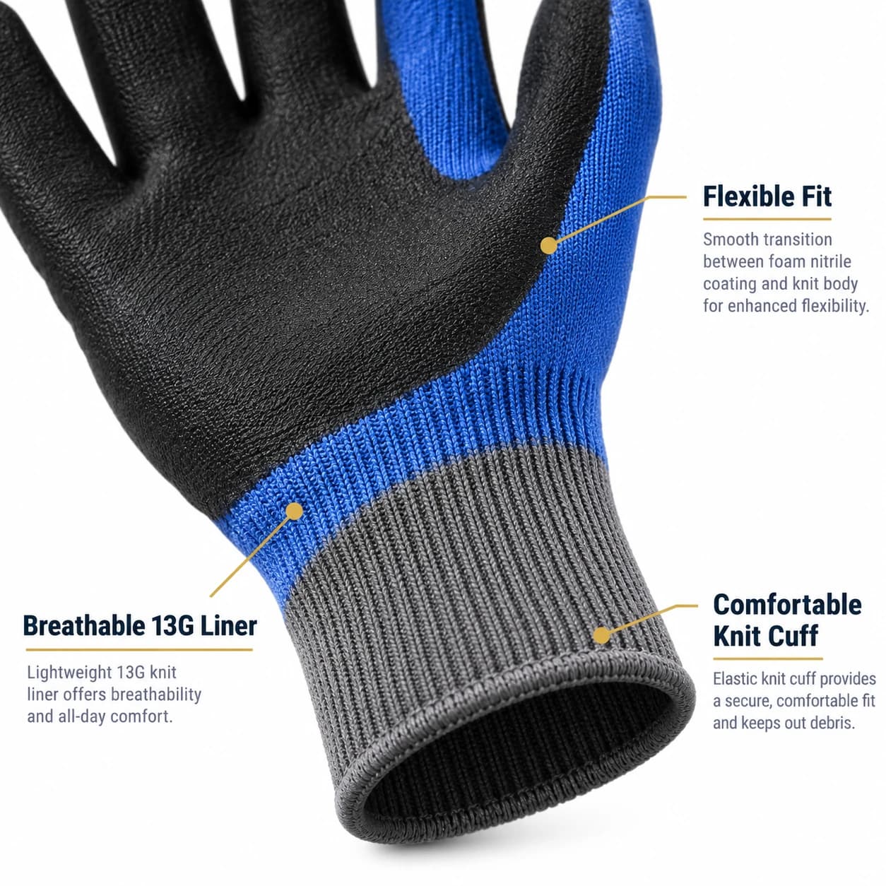 HDP1033 13G Foam Full Nitrile Coating Gloves coating texture detail
