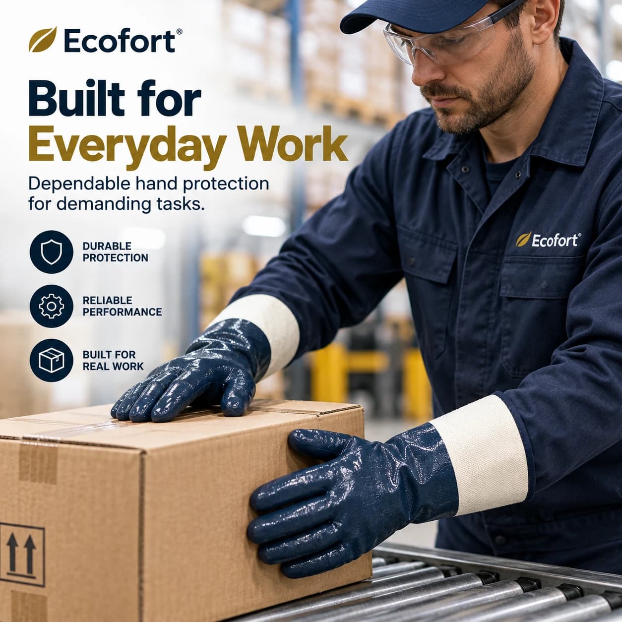 HDP1034 Full Nitrile Coating Gloves shown in a daily industrial work setting