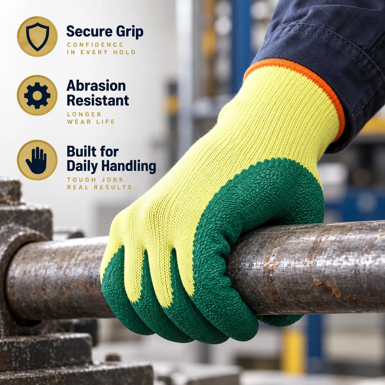 HDP1042G10 10G Latex Coating Gloves secure grip in industrial work