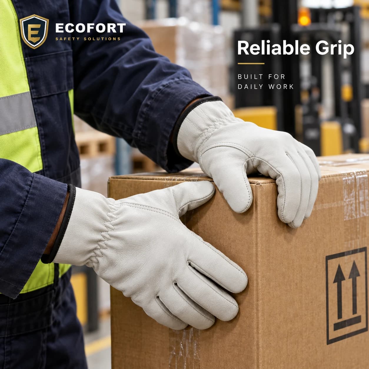 HDP112 Driver Gloves reliable grip in a warehouse setting
