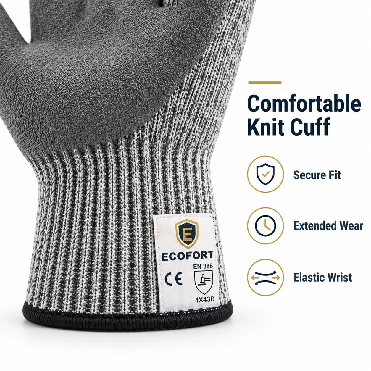 HDP2011 HPPE Cut-Resistant Gloves comfortable knit cuff detail