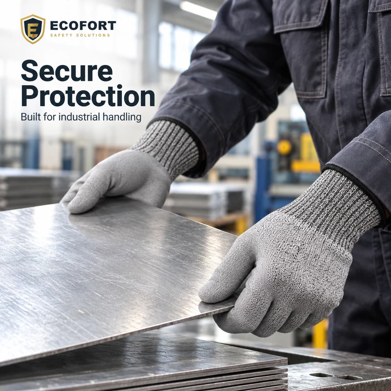 HDP2012 HPPE Cut Resistant Gloves shown in a metal work setting