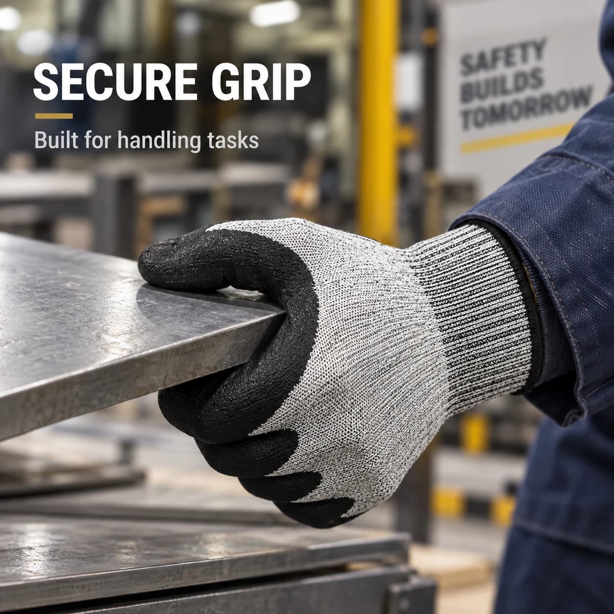 HDP2013 HPPE Cut Resistant Gloves secure grip while handling steel plate