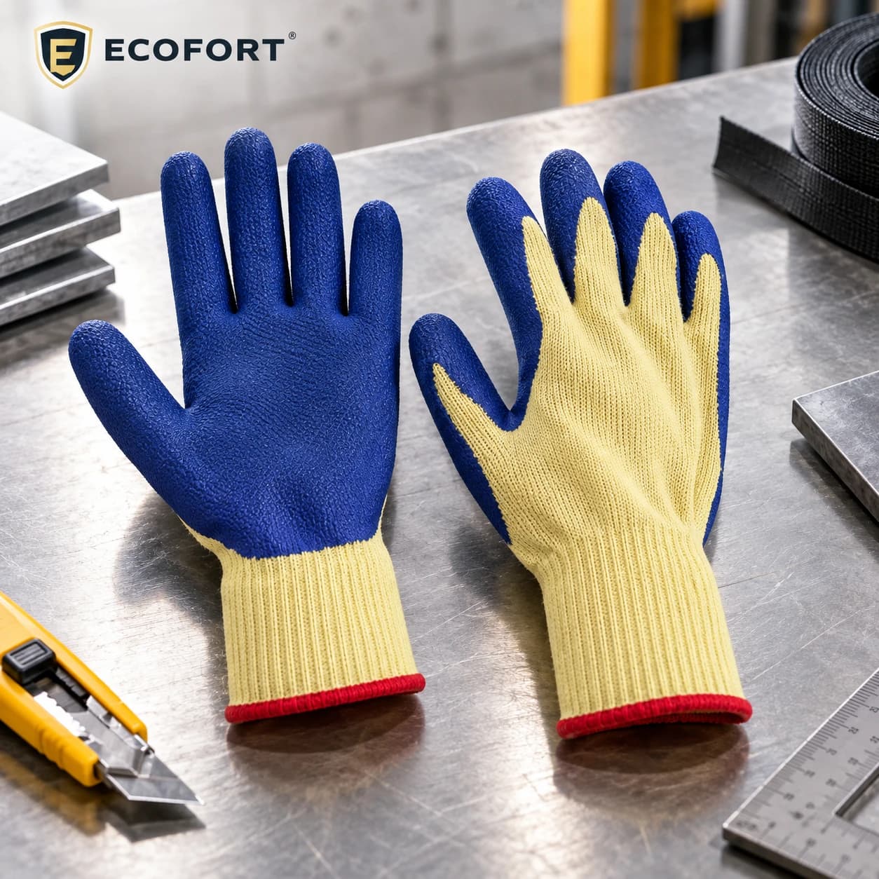 HDP2024 Aramid Cut Resistant Gloves shown in an industrial brand setting