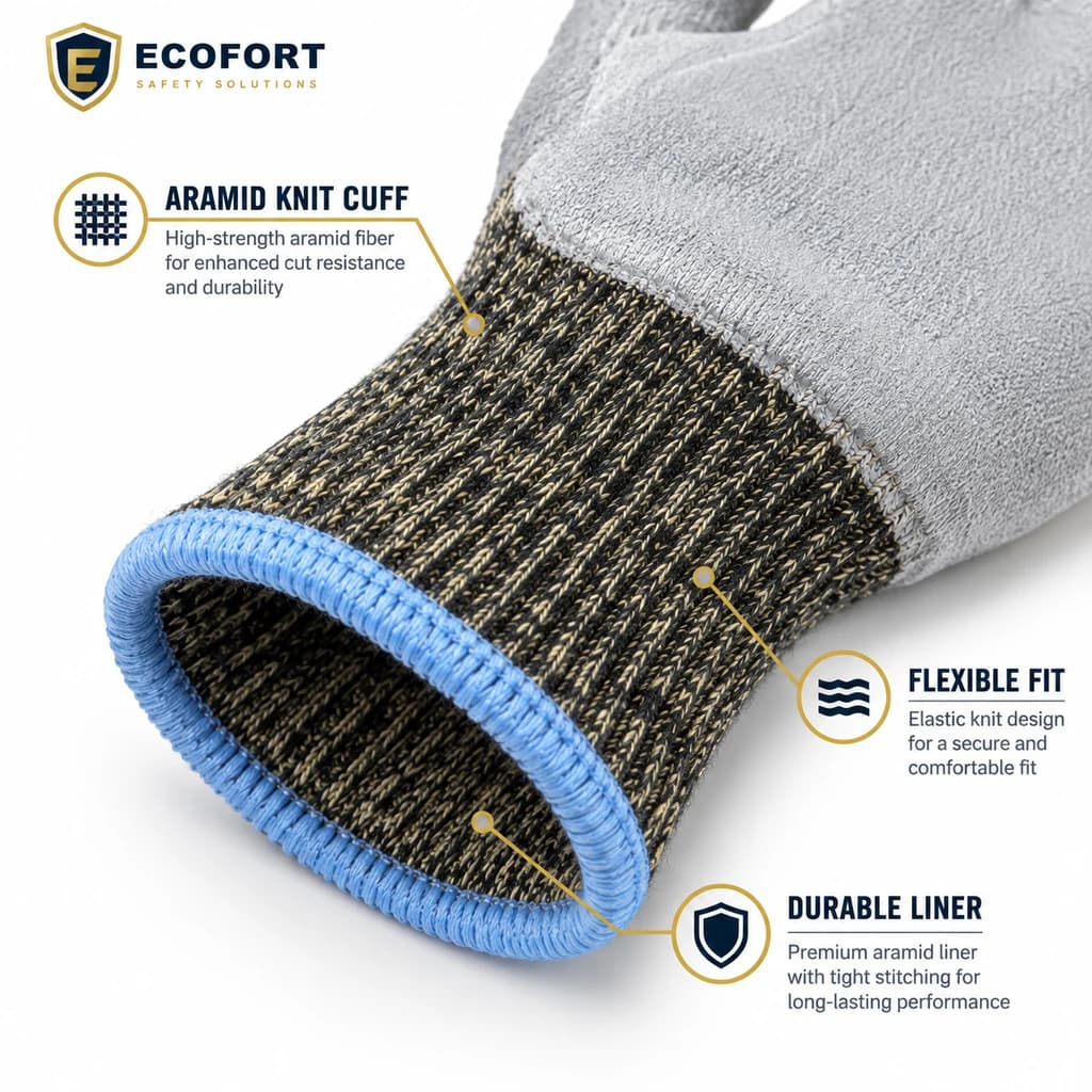 HDP2025 Aramid Cut Resistant Gloves aramid knit cuff detail