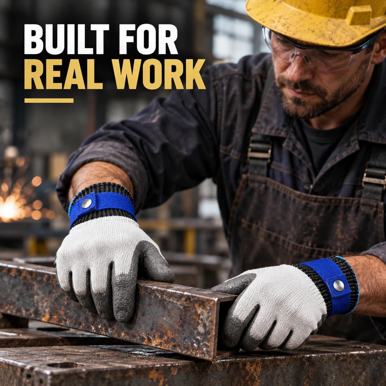 HDP2032 Steel Cut Resistant Gloves shown in an industrial craftsmanship setting