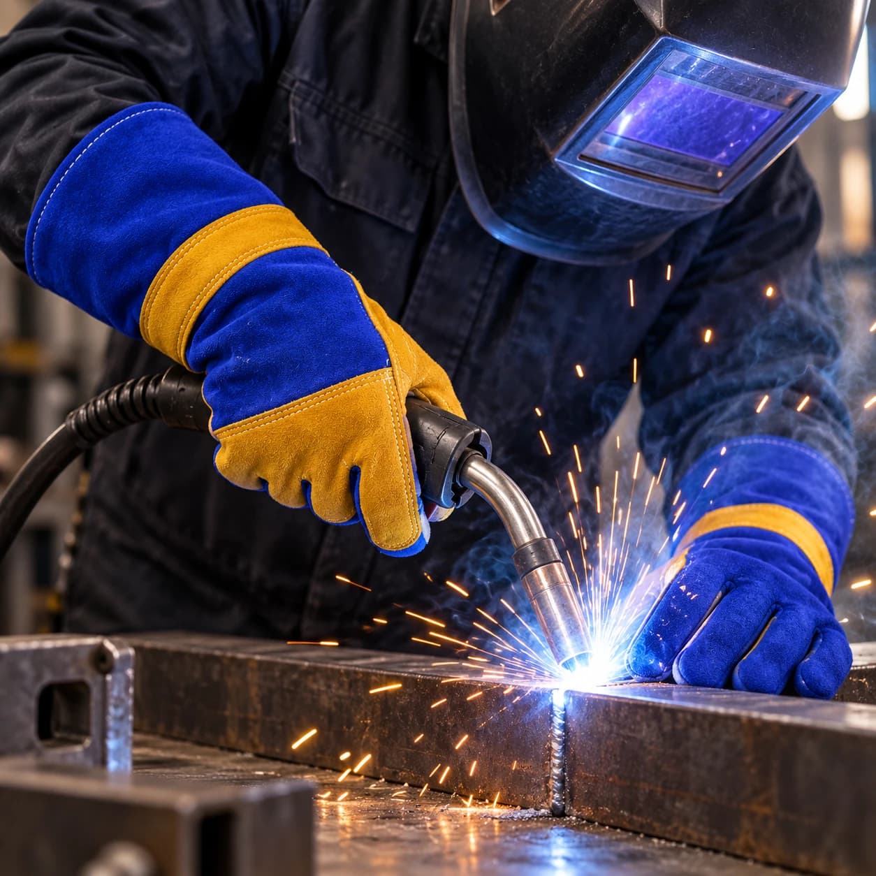 HDP303 Welding Gloves shown in a welding application