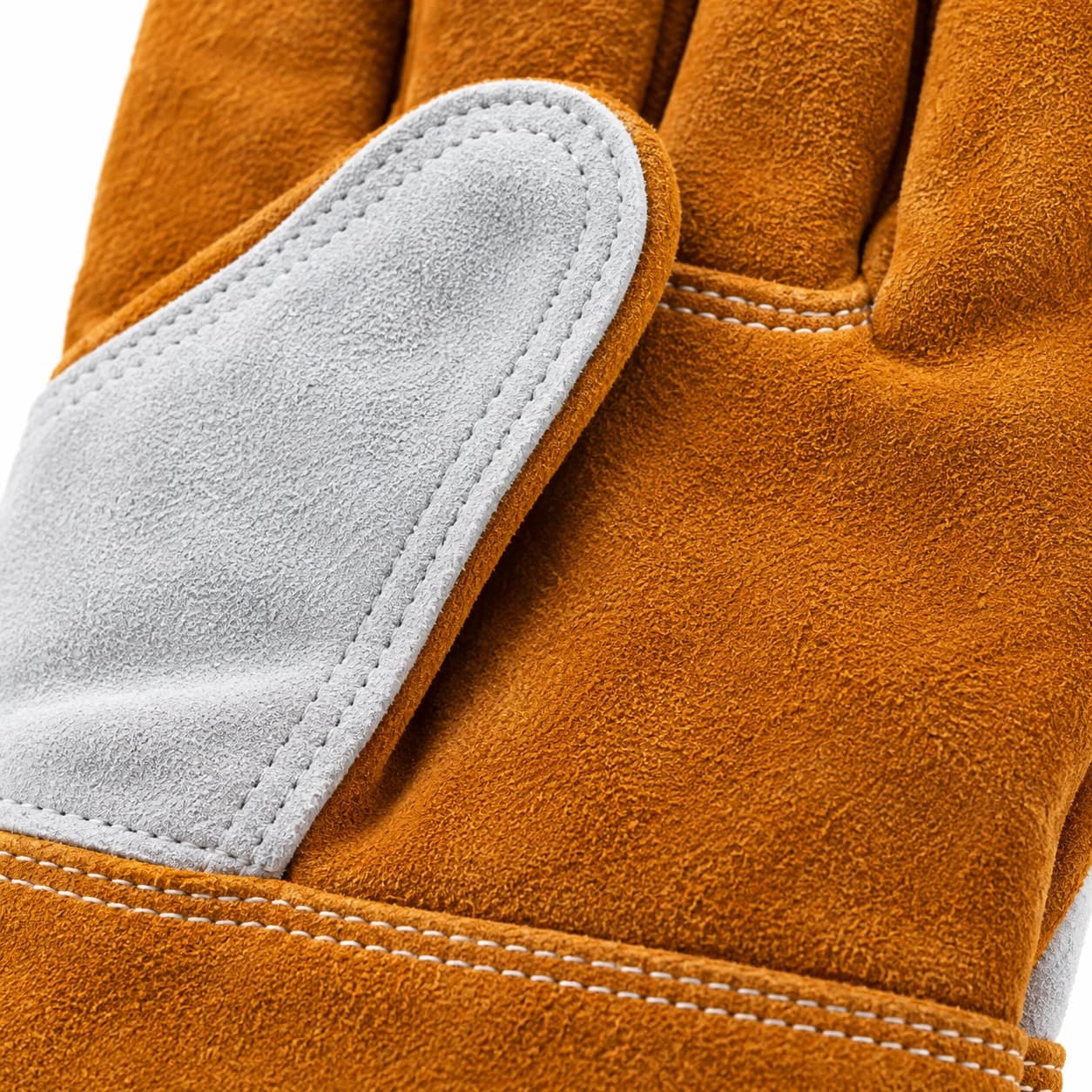 HDP305 Welding Gloves leather reinforcement and stitching detail