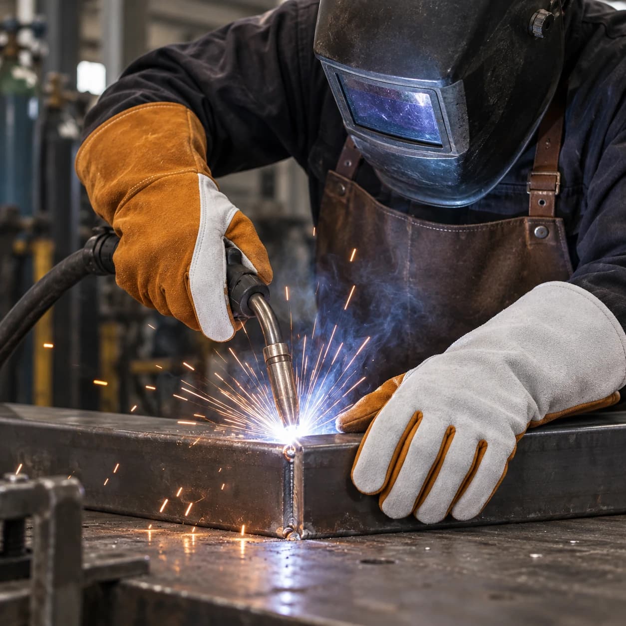 HDP305 Welding Gloves shown in a welding application