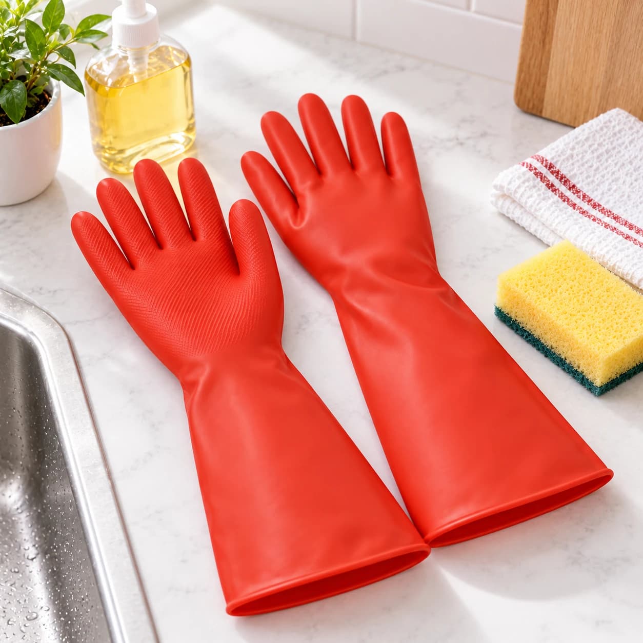 HDP400 Cleaning Gloves shown in a cleaning setting