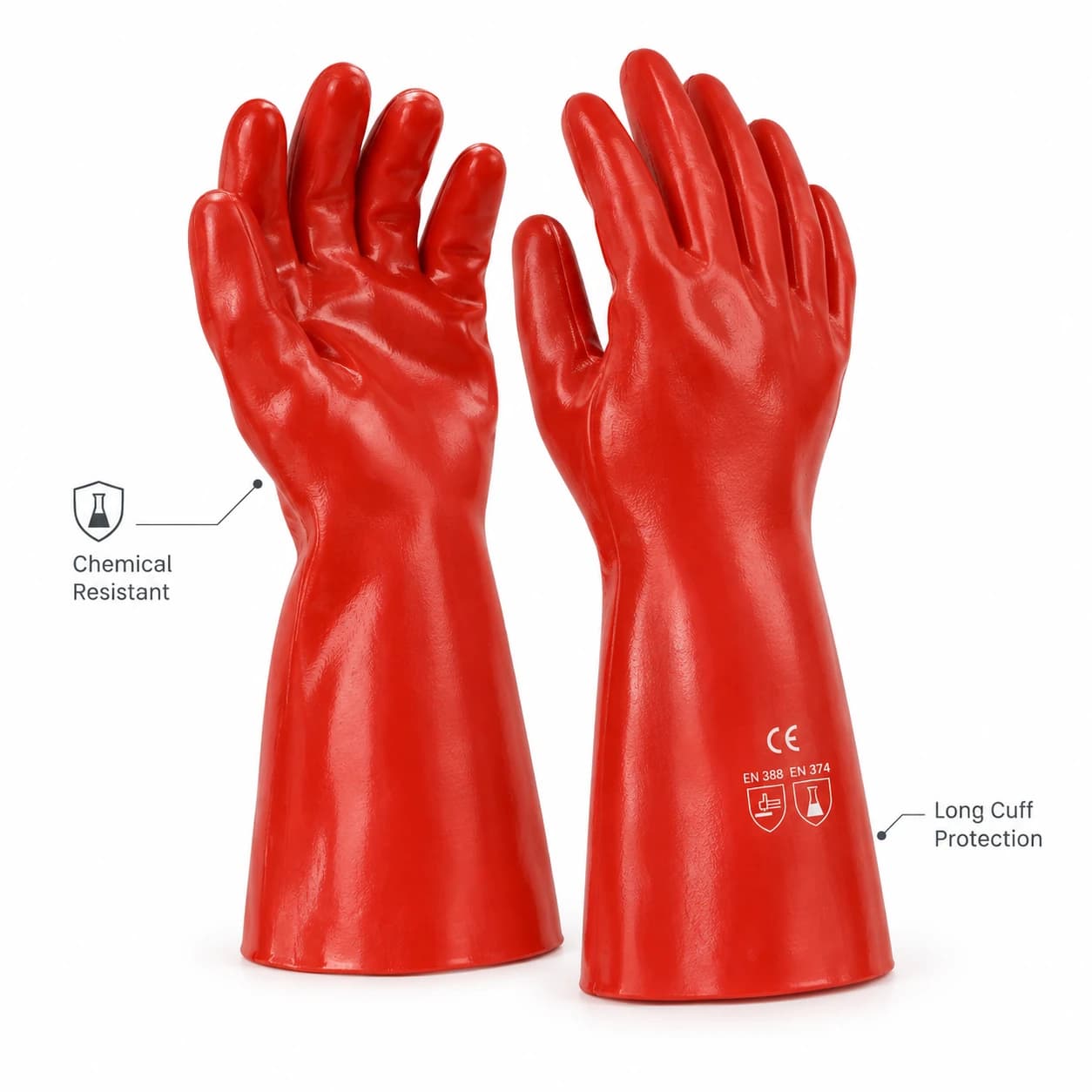 HDP403 Chemical Resistant Gloves angled long-cuff protection view