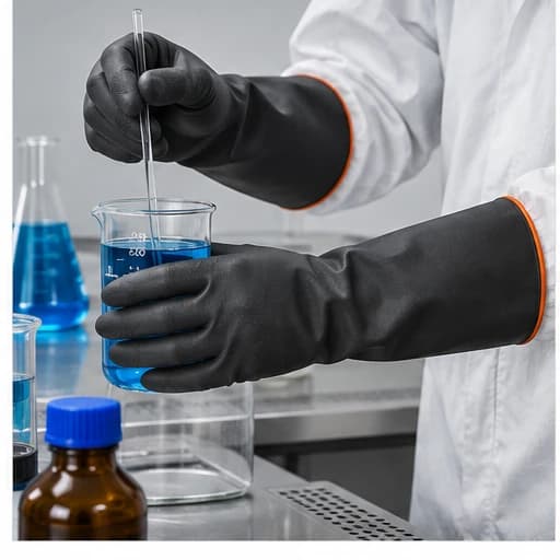 HDP404 Chemical Resistant Gloves shown in a chemical-handling application