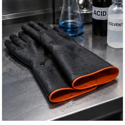 HDP404 Chemical Resistant Gloves shown in an industrial brand setting