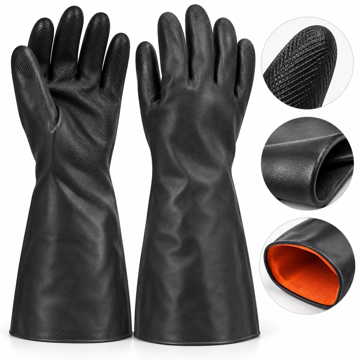 HDP406BLA Chemical Resistant Gloves material and long-cuff detail
