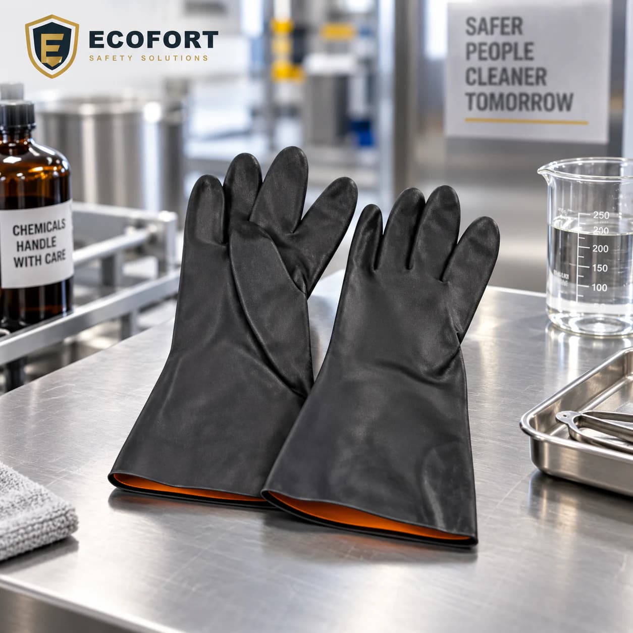 HDP406BLA Chemical Resistant Gloves shown in a laboratory application