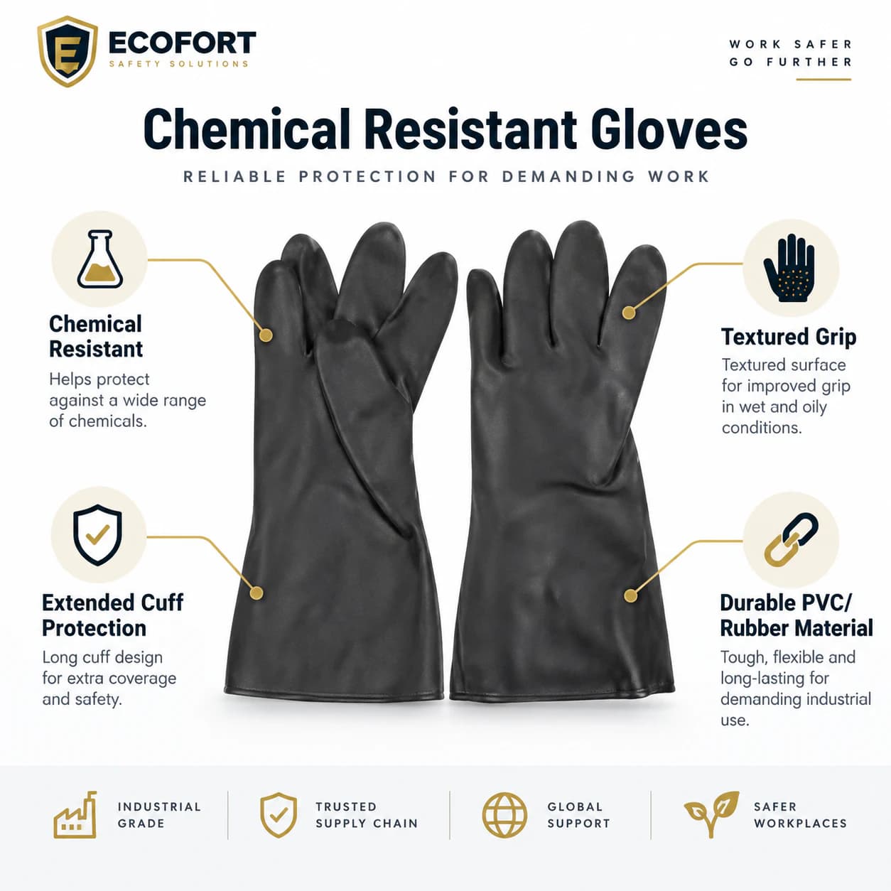 HDP406BLA Chemical Resistant Gloves key safety features summary