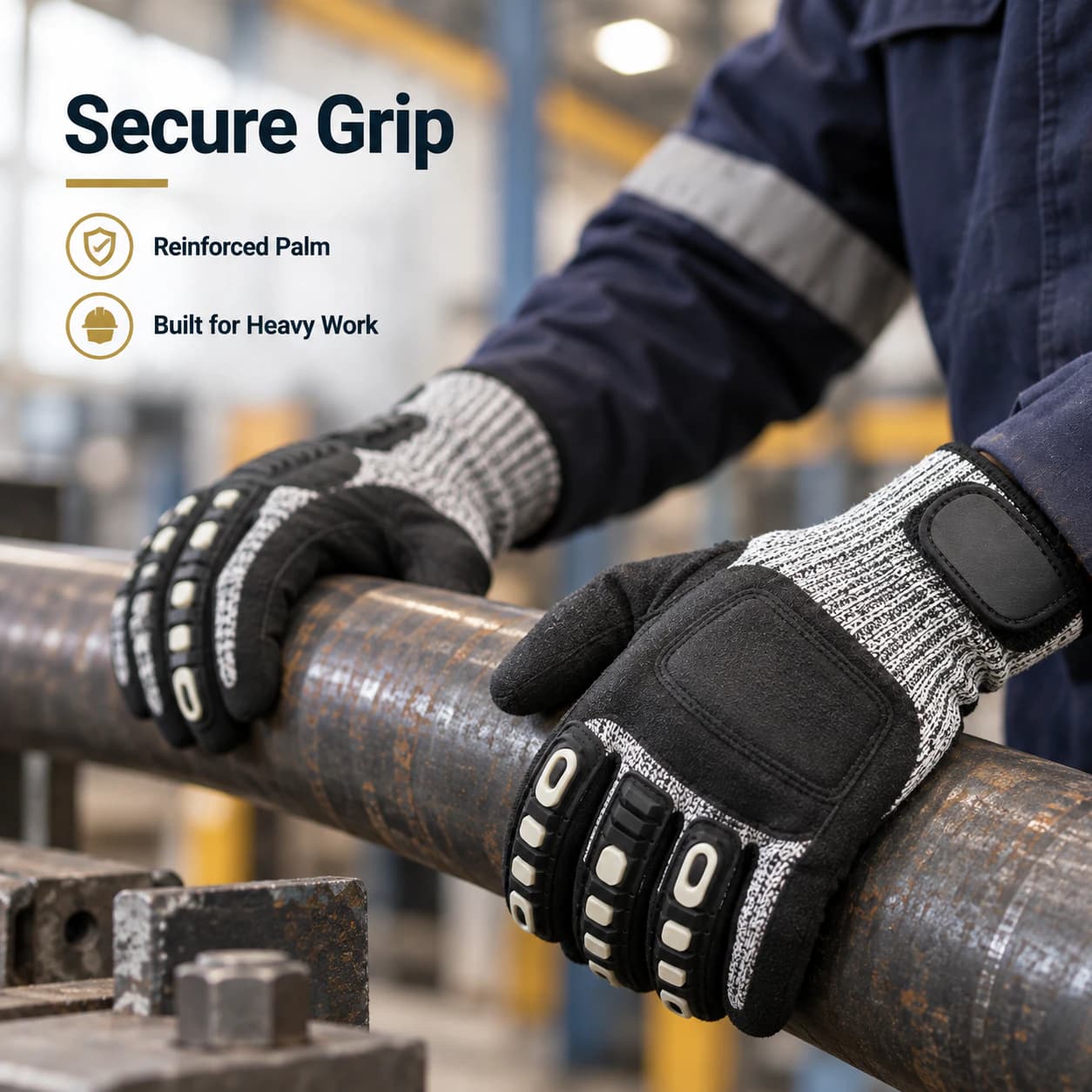 HDP501S1 Impact Protection Gloves secure grip and reinforced palm in heavy work