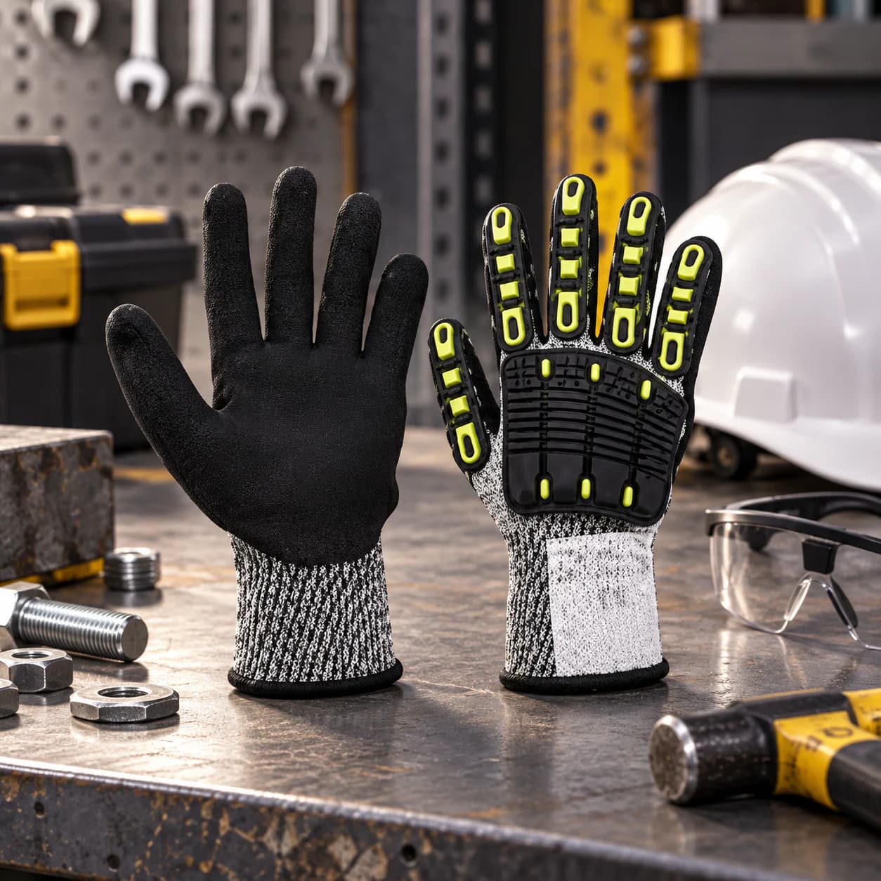 HDP501S2 Impact Gloves shown in an industrial work setting
