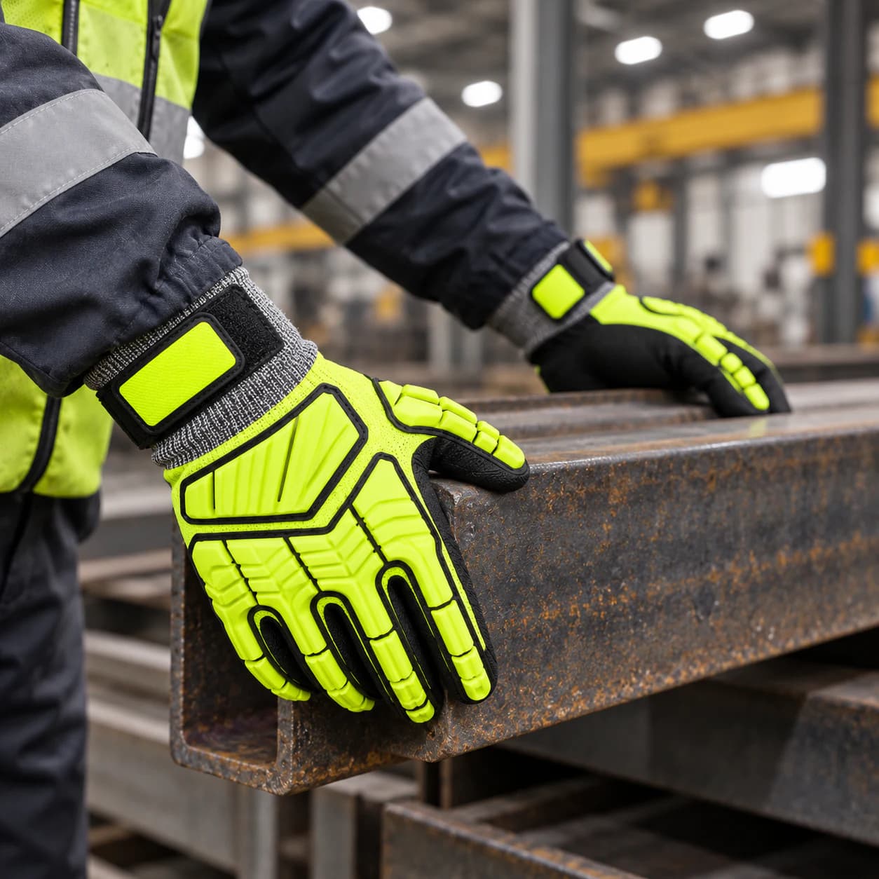 HDP501S4 Impact Gloves shown handling heavy material