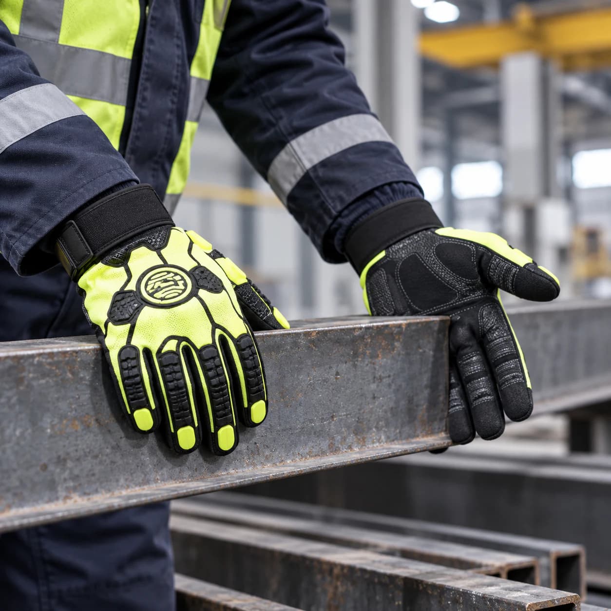 HDP501S8 Impact Gloves shown handling heavy material