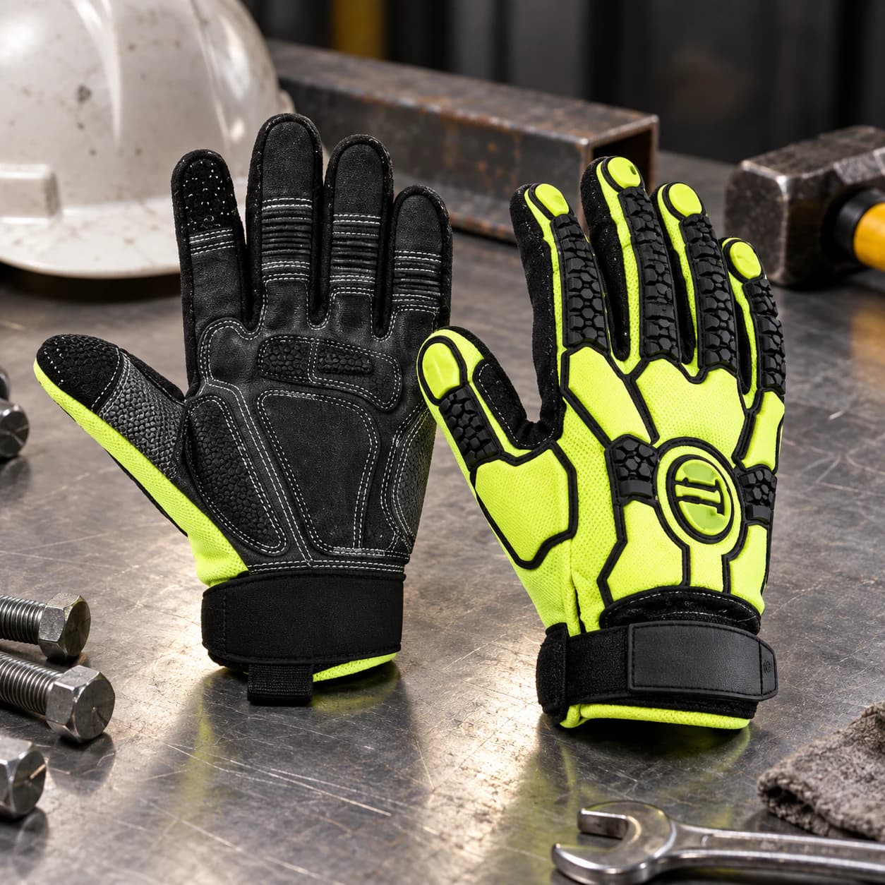 HDP501S8 Impact Gloves shown in an industrial workshop