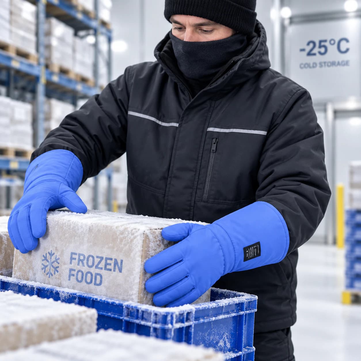 HDP701 Cold Resistant Gloves shown in a cold-storage application