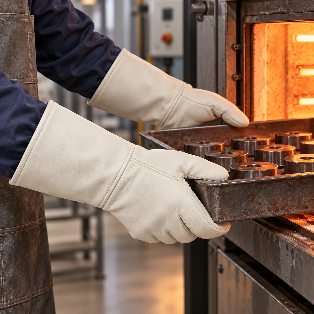HDP711D300 Heat Resistance Gloves shown in a high-heat industrial setting