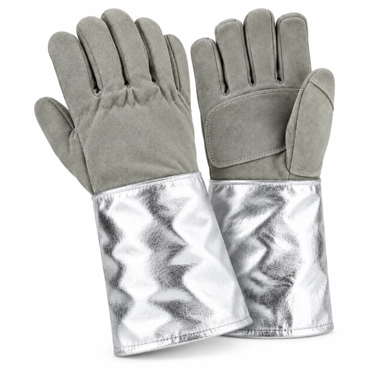 HDP713 Heat Resistance Gloves silver sleeve and glove presentation