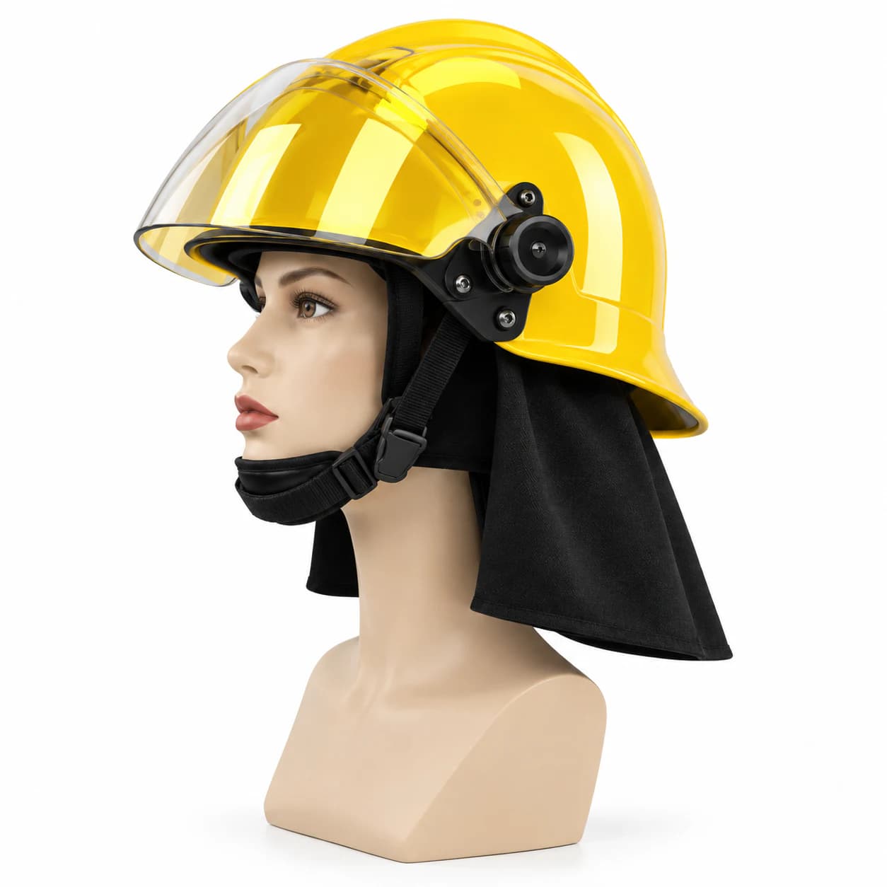HEP180 Fire Helmet yellow helmet side view
