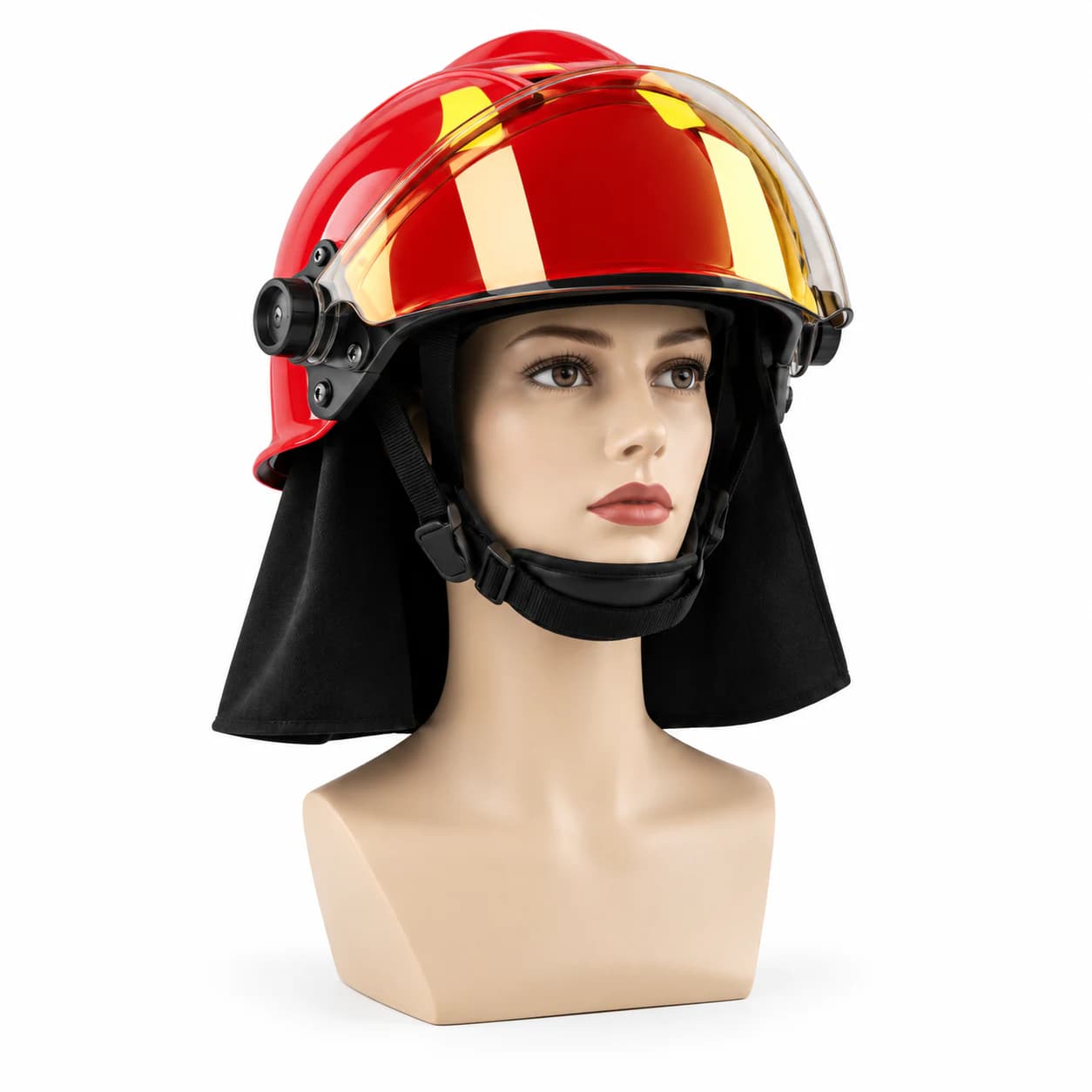 HEP180 Fire Helmet red helmet shown on a mannequin