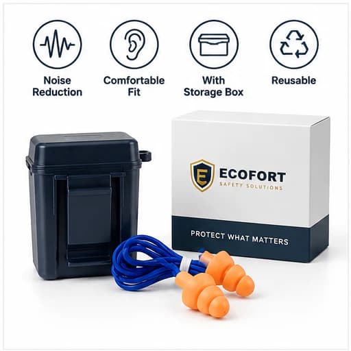 HRP110CB Earplug with Box features and packaging summary